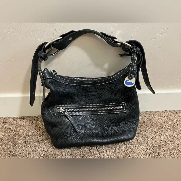 Bourke 1975 Dooney Bourke Black Leather Handbag Vintage Black
